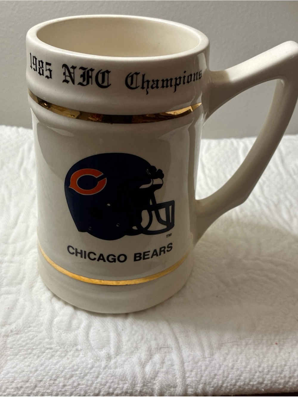 Vintage 1985 NFL CHICAGO BEARS NFC champions Stein Mug Mike Ditka Da Bears